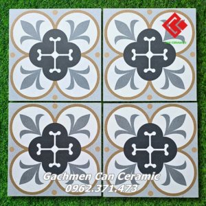 Gạch bông hoa văn lát sân thượng đẹp 30x30 cm màu đen xám vàng chống trơn – Gạchmen Cần Ceramic