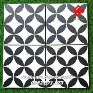 gạch hoa văn đồng tiền đen trắng 30x30 lát nền phòng khách