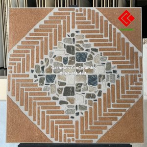 gạch nhám sần 60x60 dày 12mm hoạ tiết sỏi đá