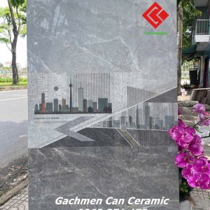 gạch 40x80 bóng kính màu xám vân đá